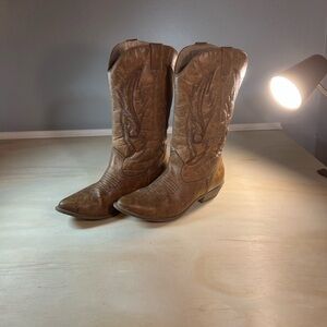 Brown Western Faux Cowboy Boots Sz 10M